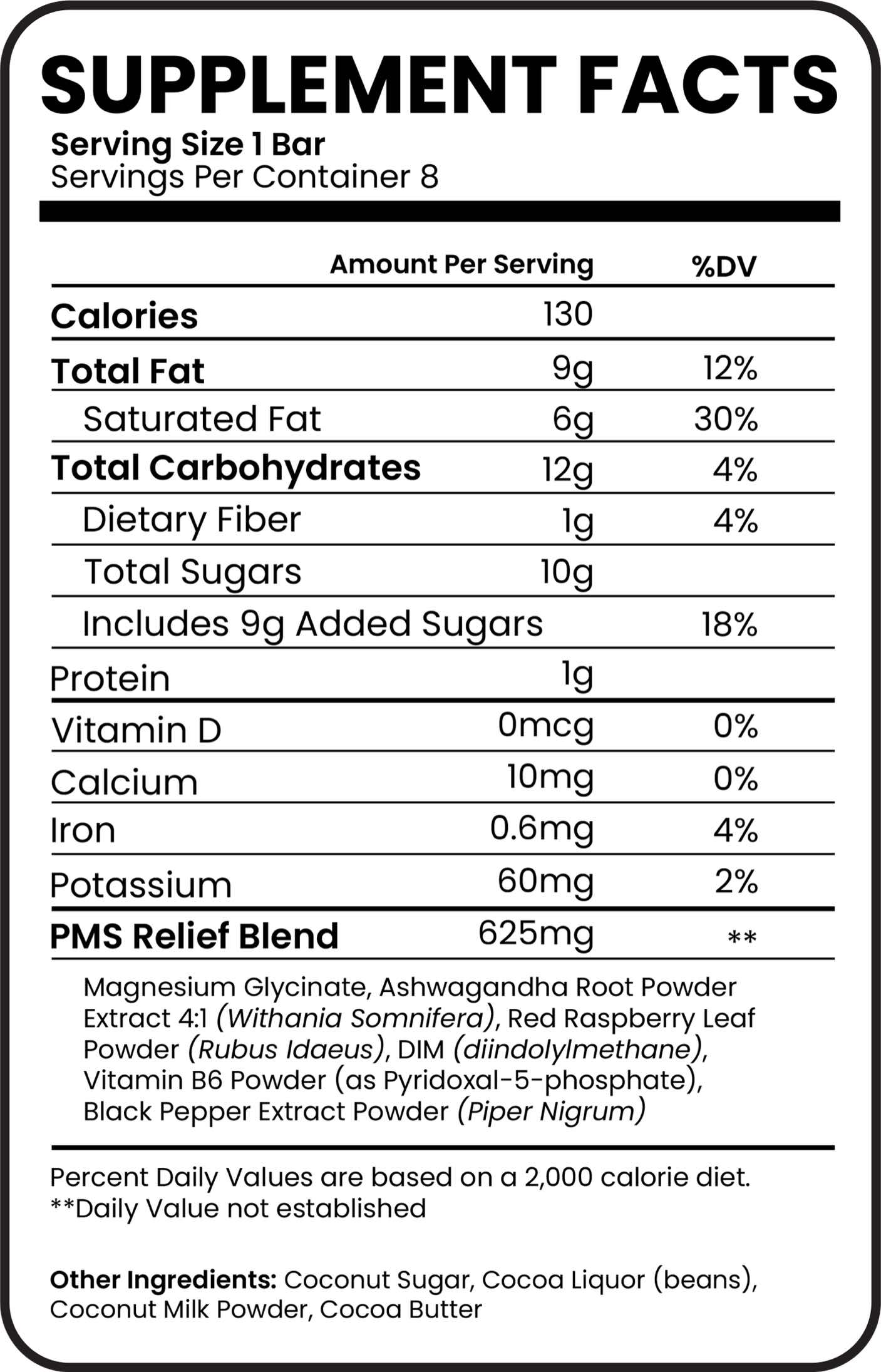 Supplement facts panel